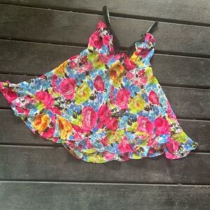 Floral Betsey Johnson babydoll sheer dress with Black lace